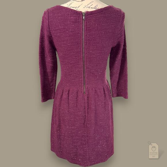 Maison Jules Metallic Knit Peplum Dress Purple Juniors M - Picture 5 of 9